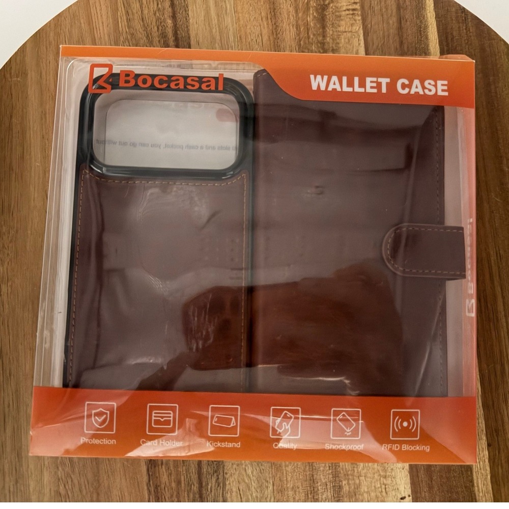 Bocasal Detachable Wallet Case for iPhone Burgundy Leather Folio RFID Blocking